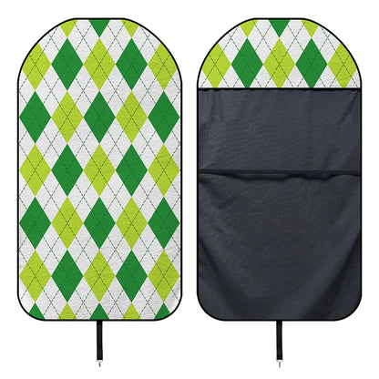White And Green Argyle Pattern Print Waterproof Car Seat Cover