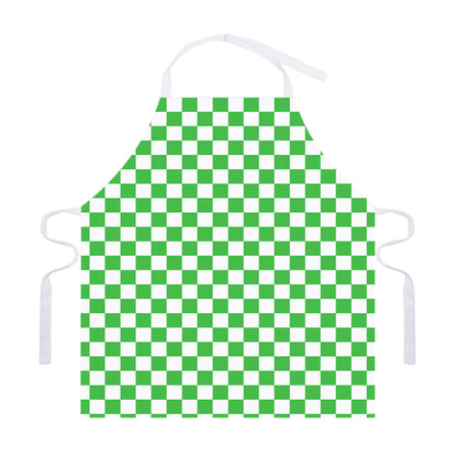 White And Green Checkered Print Adjustable Apron