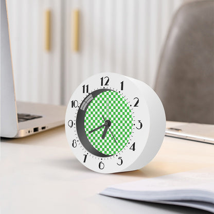 White And Green Checkered Print Alarm Clock