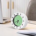 White And Green Checkered Print Alarm Clock