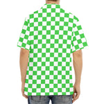 White And Green Checkered Print Aloha Shirt