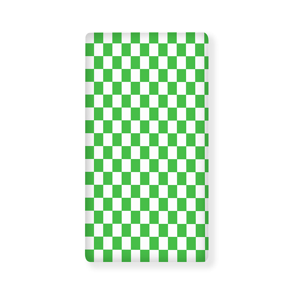 White And Green Checkered Print Baby Crib Sheet
