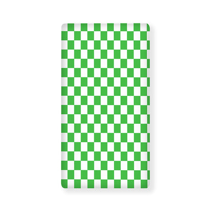 White And Green Checkered Print Baby Crib Sheet
