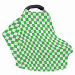 White And Green Checkered Print Baby Seat Cover