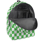 White And Green Checkered Print Backpack