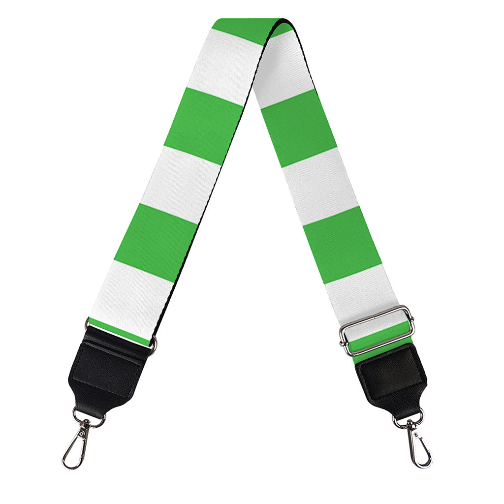 White And Green Checkered Print Bag Strap