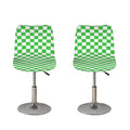 White And Green Checkered Print Bar Stool Covers