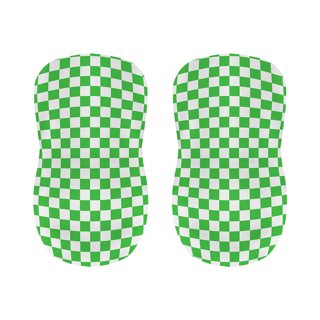 White And Green Checkered Print Bar Stool Covers