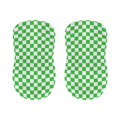 White And Green Checkered Print Bar Stool Covers