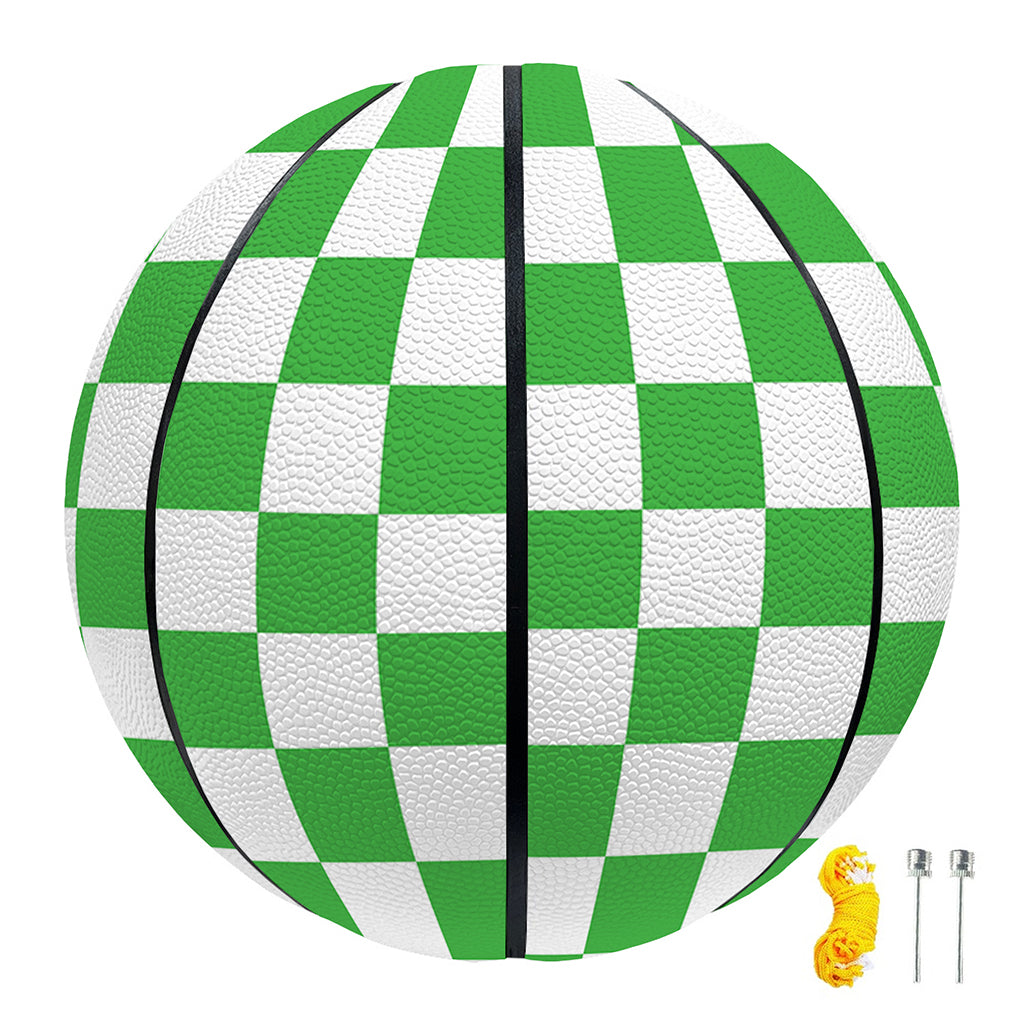 White And Green Checkered Print Basketball