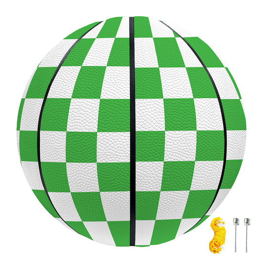 White And Green Checkered Print Basketball
