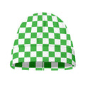 White And Green Checkered Print Beanie
