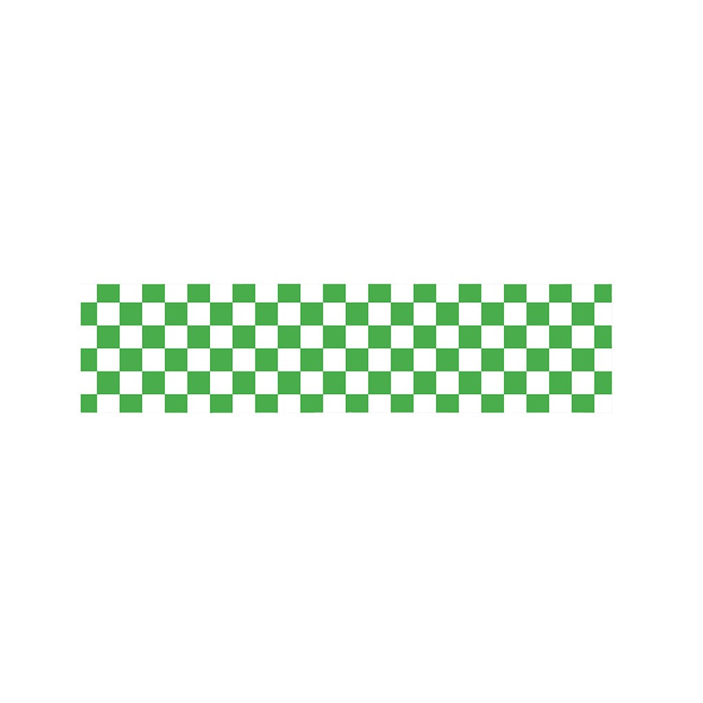 White And Green Checkered Print Bed Runner