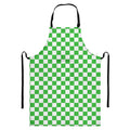 White And Green Checkered Print Bib Apron With Pocket