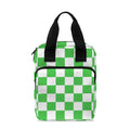White And Green Checkered Print Bible Tote Bag