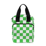 White And Green Checkered Print Bible Tote Bag