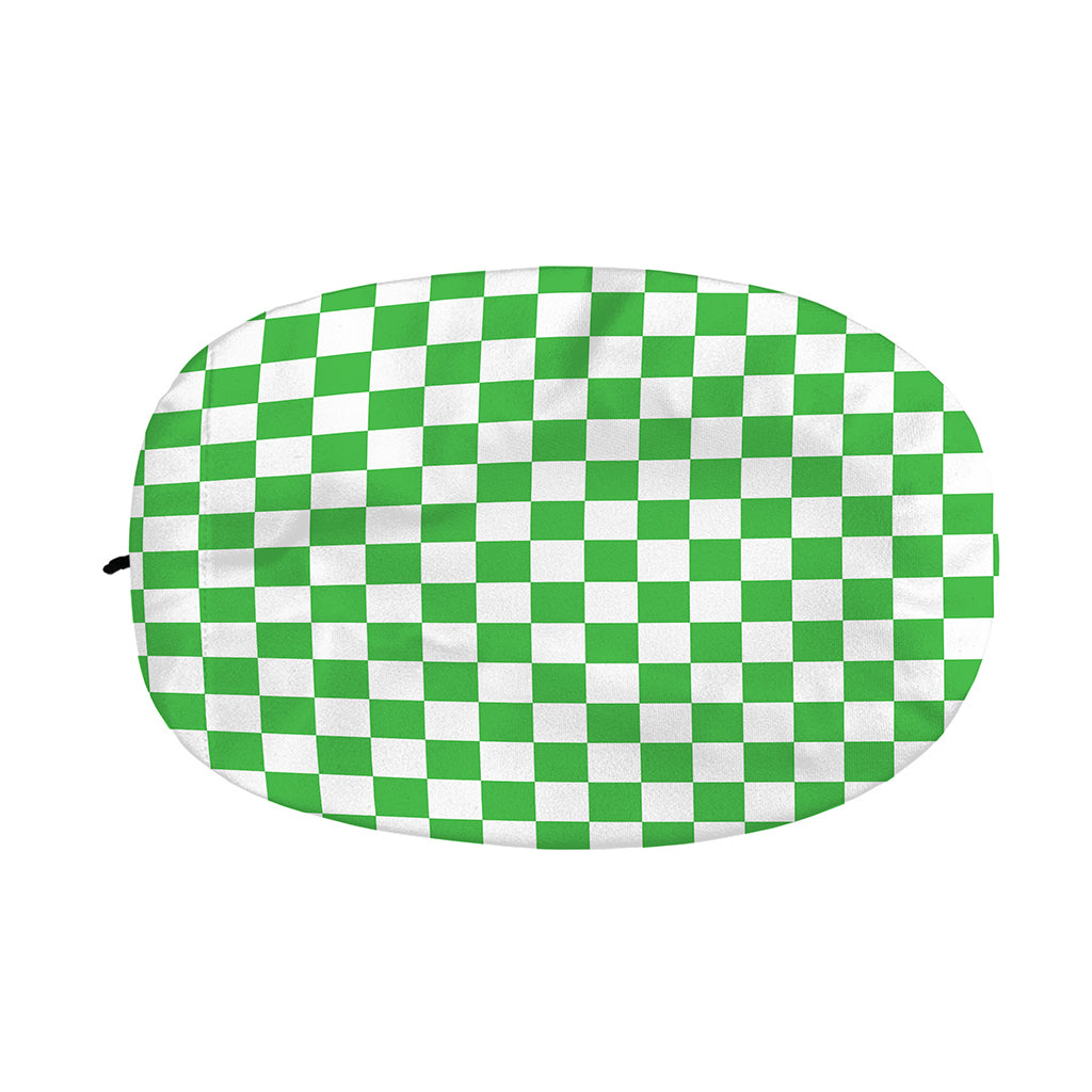 White And Green Checkered Print Car Side Mirror Covers