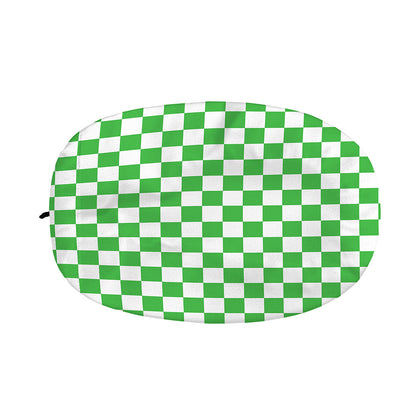 White And Green Checkered Print Car Side Mirror Covers