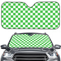 White And Green Checkered Print Car Windshield Sun Shade