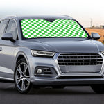 White And Green Checkered Print Car Windshield Sun Shade