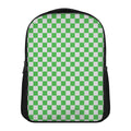 White And Green Checkered Print Casual Backpack