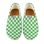 White And Green Checkered Print Casual Shoes