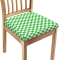 White And Green Checkered Print Chair Cushion Cover