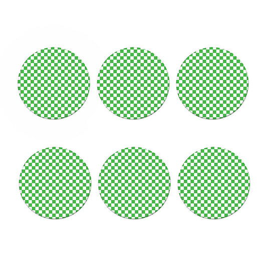 White And Green Checkered Print Coaster Set