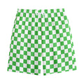 White And Green Checkered Print Cotton Shorts