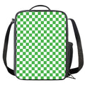 White And Green Checkered Print Crossbody Lunch Bag