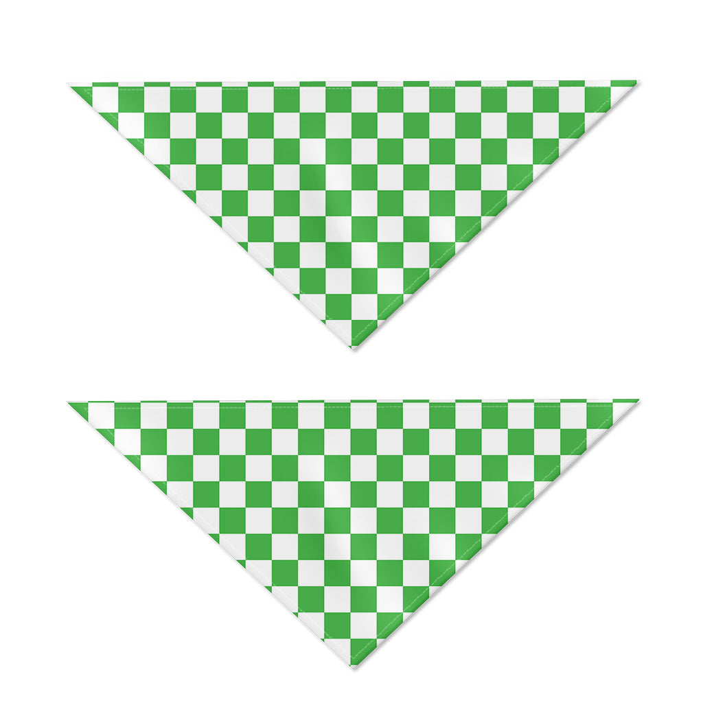White And Green Checkered Print Dog Bandana