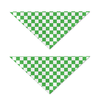 White And Green Checkered Print Dog Bandana