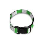 White And Green Checkered Print Dog Collar
