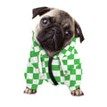 White And Green Checkered Print Dog Zip Up Hoodie