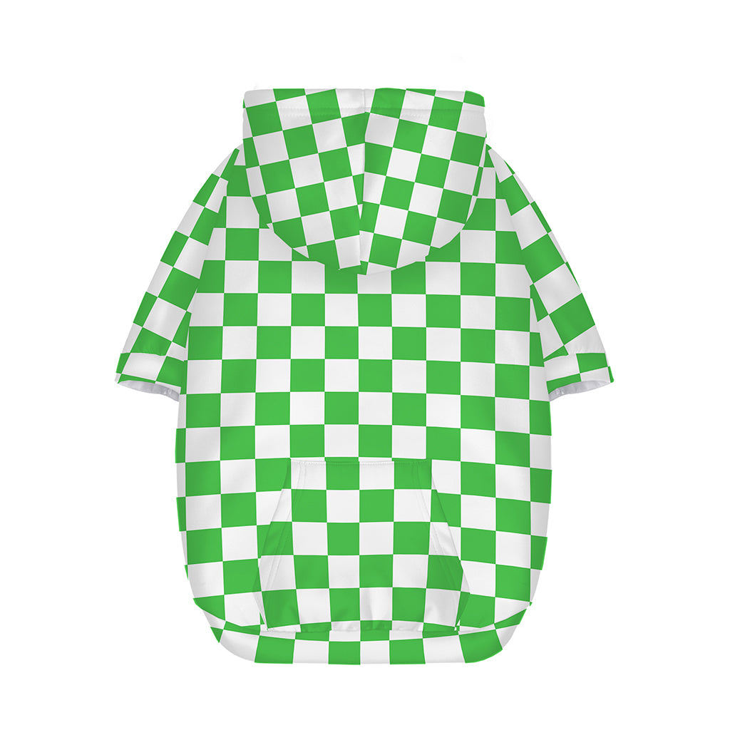 White And Green Checkered Print Dog Zip Up Hoodie
