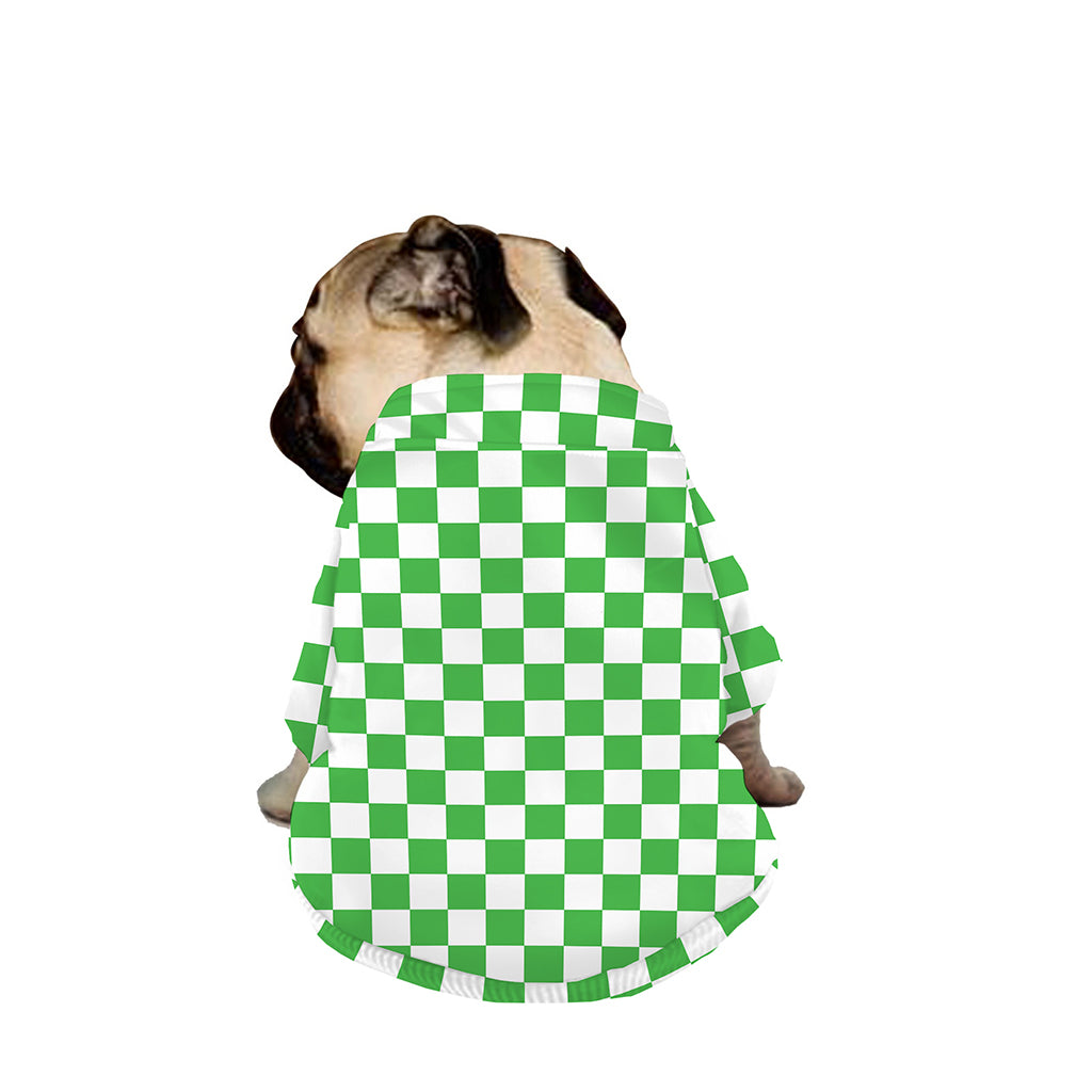 White And Green Checkered Print Dog Zip Up Jacket