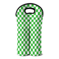 White And Green Checkered Print Double Neoprene Wine Tote