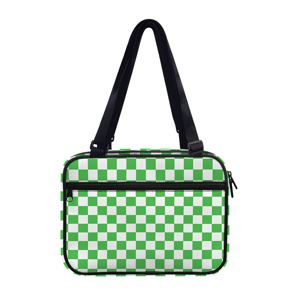 White And Green Checkered Print Double Strap Bible Bag