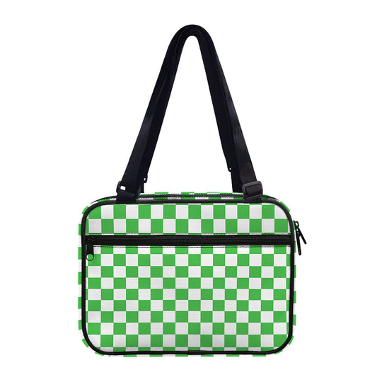 White And Green Checkered Print Double Strap Bible Bag