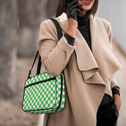 White And Green Checkered Print Double Strap Bible Bag