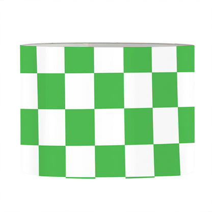 White And Green Checkered Print Drum Lamp Shade