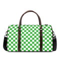 White And Green Checkered Print Duffel Bag
