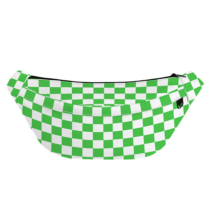 White And Green Checkered Print Fanny Pack