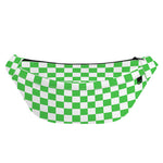 White And Green Checkered Print Fanny Pack
