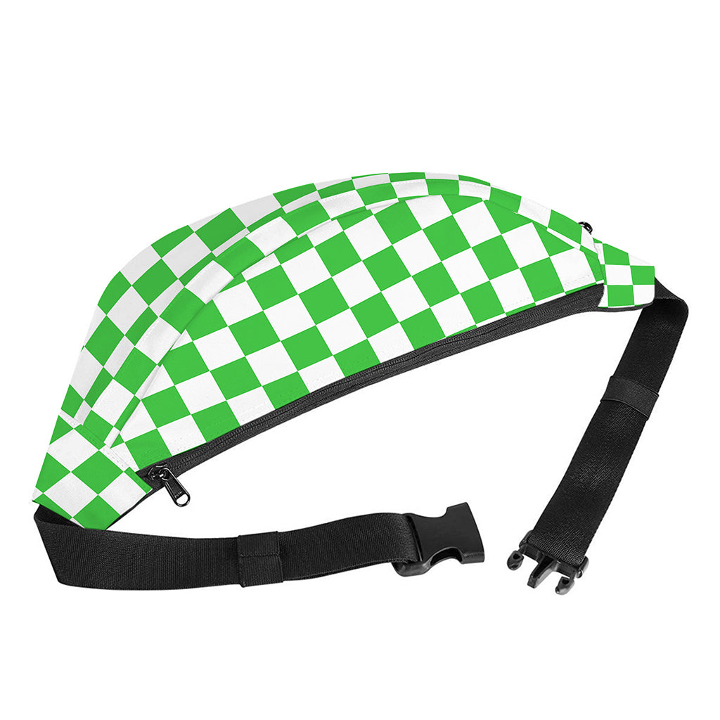 White And Green Checkered Print Fanny Pack
