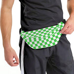 White And Green Checkered Print Fanny Pack