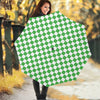 White And Green Checkered Print Foldable Umbrella
