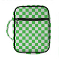 White And Green Checkered Print Front Pocket Bible Bag