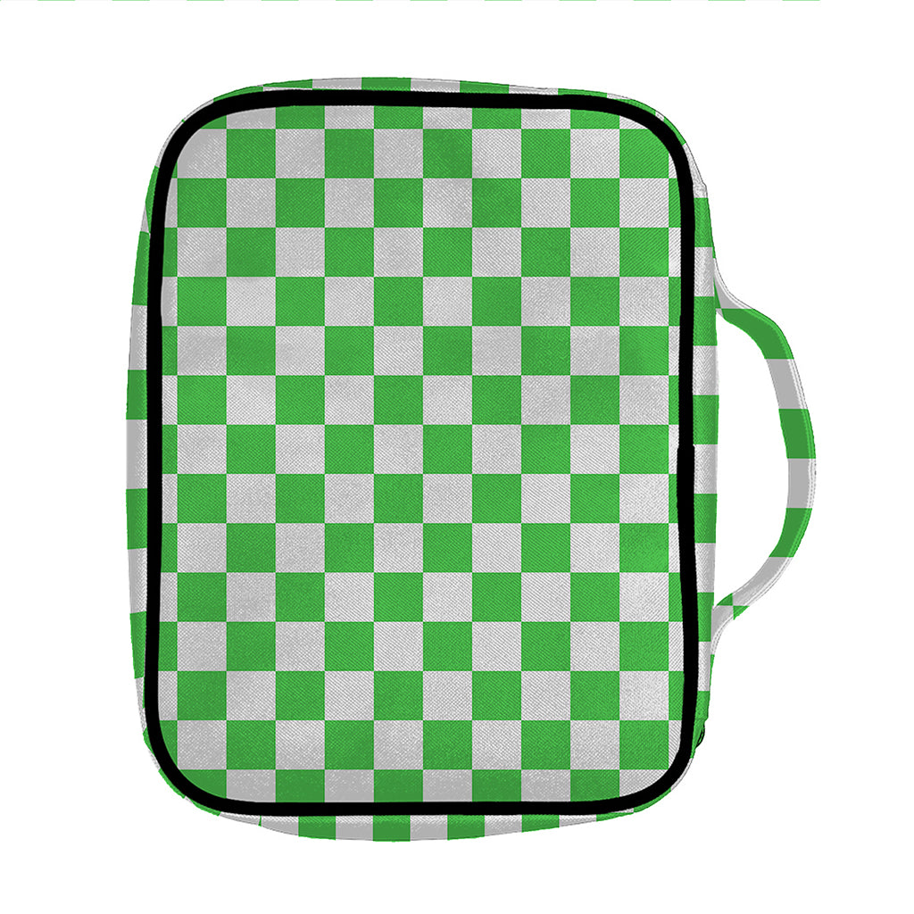 White And Green Checkered Print Front Pocket Bible Bag
