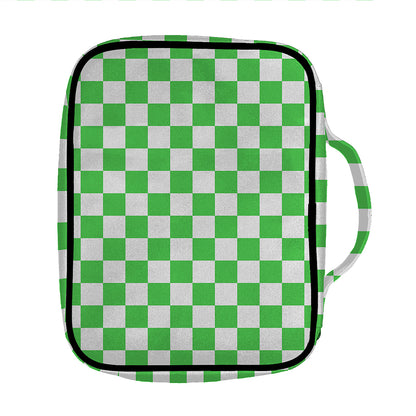 White And Green Checkered Print Front Pocket Bible Bag